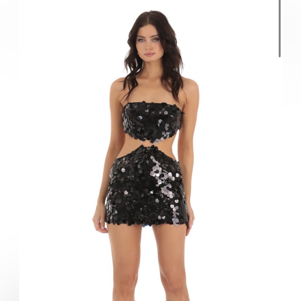 LUCY IN THE SKY Sequin Cutout Dress in Black